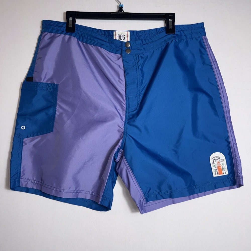 Urban Outfitters BDG Men's Colorblocked Board Short Large Purple Blue Beach NWOT